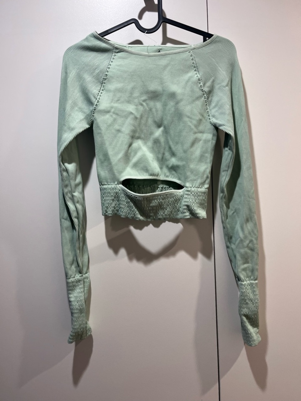 Free People Movement Mint Green Long Sleeve Cropped Top